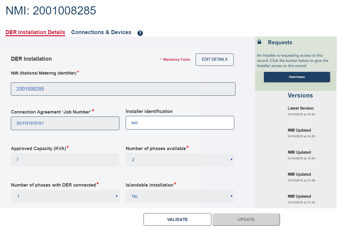 Viewing Individual NMI Details